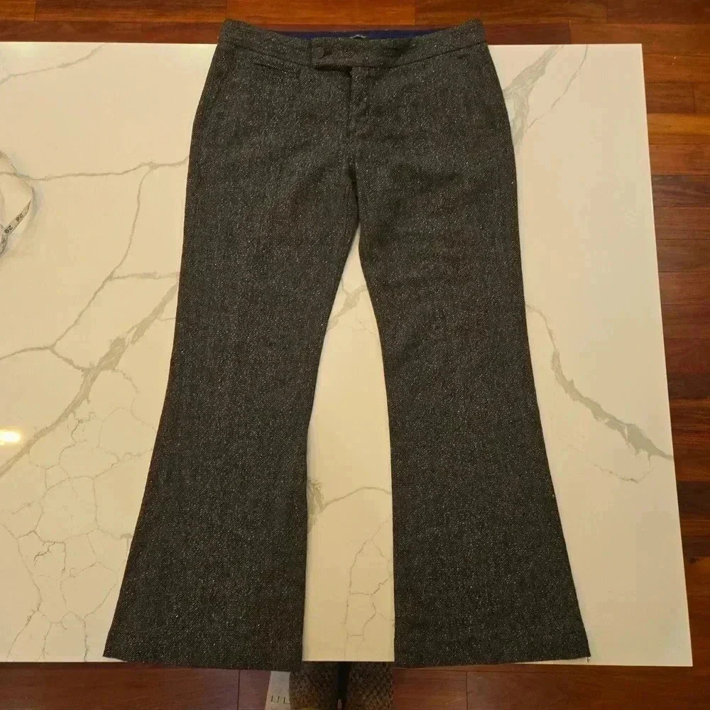 7 For All Mankind Womens Wool Low Rise Flare Trouser Pants Gray Size 30